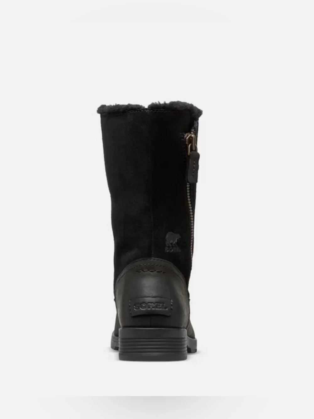 Women's Sorrel Emilie Black Mid-Calf Leather & Suede Zip Boots - Picture 3 of 14